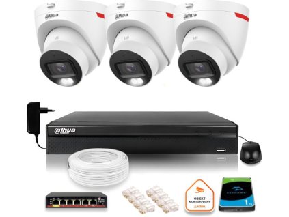 DAHUA IP Surveillance Kit 3 venkovní kamery WizColor 2K 30m