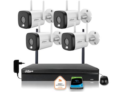 Sada 4 aktivních IR LED kamer Dahua IP s rozlišením 3MPx WI-FI a dosahem až 30 m