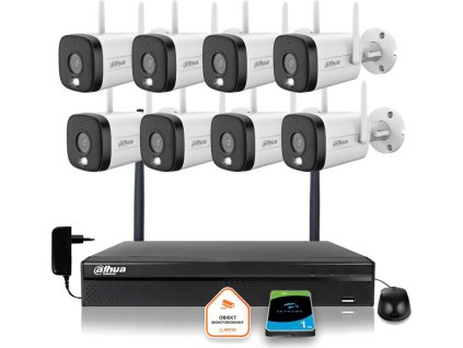 Sada 8 aktivních kamer Dahua IP s rozlišením 5MPx a WI-FI a IR LED až do vzdálenosti 30 m