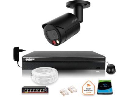Dahua IP dohledová sada 4MPx 2K venkovní černá kamera s 1TB diskem