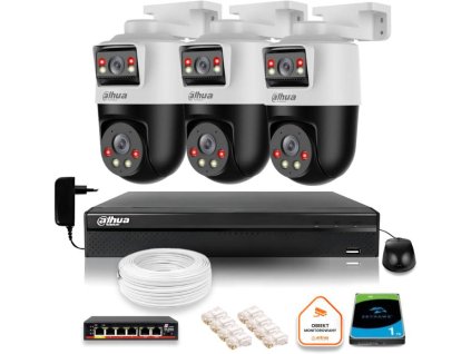 Sada 3 2MP+2MP PTZ kamer Dahua pro IP dohled s 1TB HDD