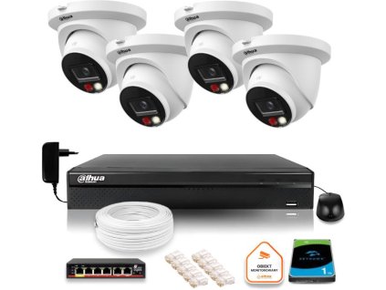 Dahua IP dohledová sada 8mpx 4K 4 kamery IPC-HDW2849TM-S-IL s 1TB diskem