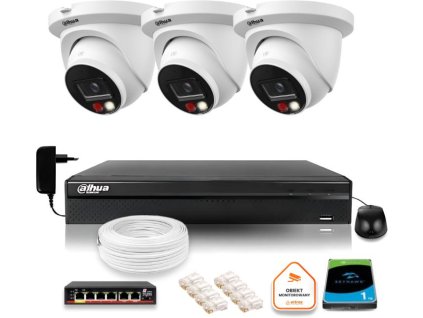 Dahua IP dohledová sada 8mpx 4K 3 kamery IPC-HDW2849TM-S-IL s 1TB diskem