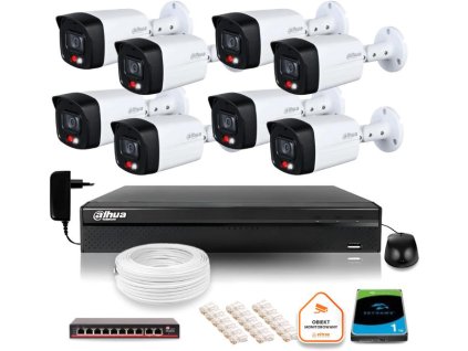 Dahua IP dohledová sada 2MPx 8 venkovních kamer Smart Dual Light IR LED 30m