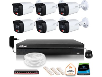 Dahua IP dohledová sada 2MPx 6 venkovních kamer Smart Dual Light IR LED 30m