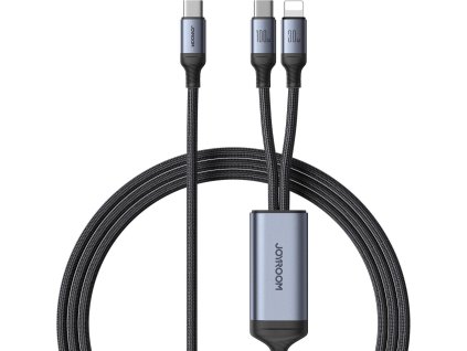 2v1 Lightning / 2x USB-C Joyroom Speedy SA21-1T2 150cm 100W opletený kabel černý