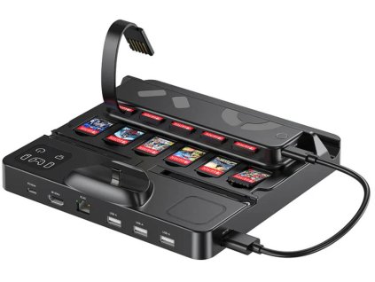 Nabíjecí stanice Unitek Switch s přepínačem a čtečkou herních karet