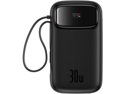 Powerbanka Baseus QPow 2 20000mAh 30W s 2 vestavěnými kabely USB-C - černá