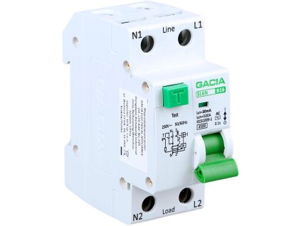 Diferenciální jistič s nadproudovým segmentem B16A,30mA,1P+N typ AC GACIA SL6N 1P+N B16A 30MA,AC
