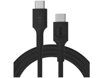 Kabel USB-C / USB-C Greencell PowerStream 200cm PD 100W černý opletený kabel