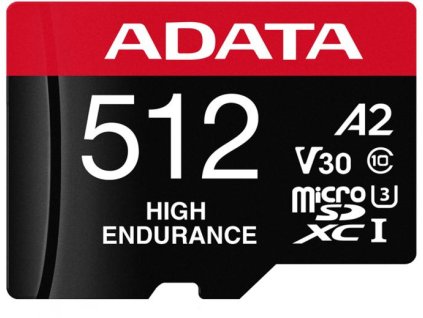 Adata High Endurance 512GB microSD karta UHS1 U3 V30 A2 100/85MB/s + adaptér