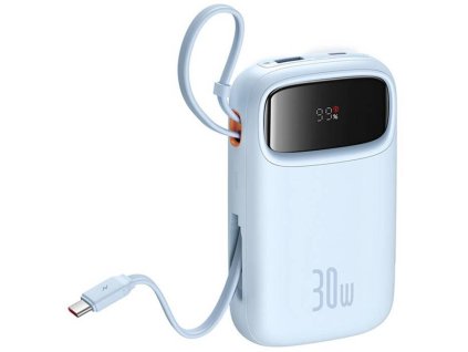 Powerbanka Baseus QPow 2 10000mAh 30W s 2 vestavěnými kabely USB-C - modrá
