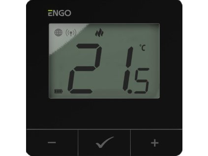 ENGO Controls E25-BATB - Regulátor teploty, bateriový, černý, ZigBee/868MHz, povrchová montáž