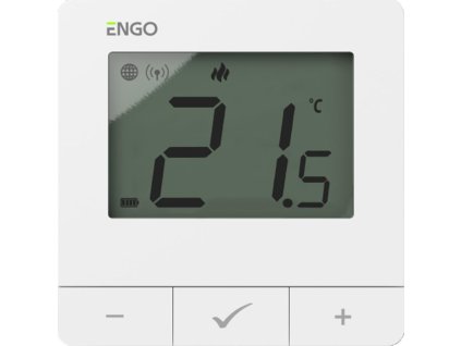 ENGO Controls E25-BATW - Regulátor teploty, bateriový, bílý, ZigBee/868MHz, povrchová montáž