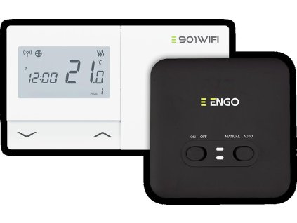 ENGO Controls E901-WIFI - Bezdrátový regulátor teploty, Wi-Fi, internet, bílý, 868MHz, napájený z baterie