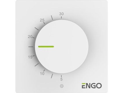 ENGO Controls ESIMPLE-230W - regulátor teploty, 230V, bílý, denní, povrchová montáž s knoflíkem
