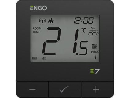 ENGO Controls E7-RFB - Programovatelný bezdrátový regulátor teploty, černý