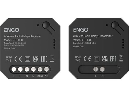 ENGO Controls ETR-868 - Bezdrátové relé EngoLink, rádiově řízený vysílač+přijímač, 868Mhz, 230V
