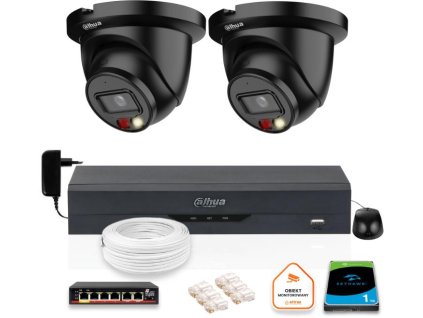 SADA 2 ČERNÝCH IP kamer Dahua 8mpx IPC-HDW2849TM-S-IL-BLACK + DISK
