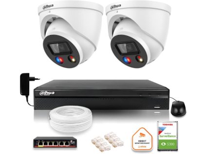 Dahua TIOC IP Surveillance Kit 5mpx 2K 2 kamery IPC-HDW3549H-AS-PV-0280B-S5 DVR s diskovou jednotkou pro nepřetržitý provoz