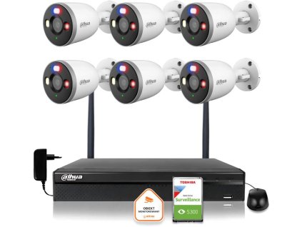 Dahua IP dohledová sada 6 kamer WI-FI 5MPx 2K F5D-PV-0280B aktivní IR LED detektor do 30 m