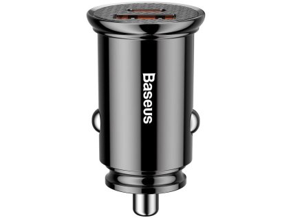 Baseus Kruhová 30W 5A USB-C, USB-A nabíječka do auta, černá
