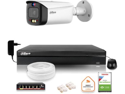 Dahua TIOC IP Surveillance Kit 5mpx 2K kamera IPC-HFW3849T1-AS-PV-0280B-S5 DVR s diskem pro nepřetržitý provoz