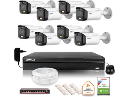 Dahua TIOC 5mpx 2K IP Surveillance Kit 8 kamer IPC-HFW3549T1-AS-PV-0280B-S5 DVR s diskovou jednotkou pro nepřetržitý provoz