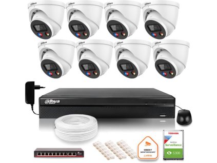 Dahua TIOC 8mpx 4K IP Surveillance Kit 8 kamer IPC-HDW3849H-AS-PV-0280B-S5 DVR s diskovou jednotkou pro nepřetržitý provoz