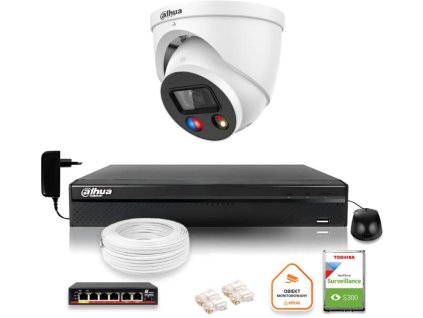 Dahua TIOC IP Surveillance Kit 8mpx 4K kamera IPC-HDW3849H-AS-PV-0280B-S5 DVR s diskem pro nepřetržitý provoz