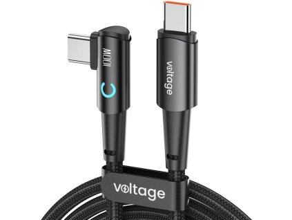 USB-C / USB-C úhlový kabel Napětí PowerAngle 100W PD 100cm černý