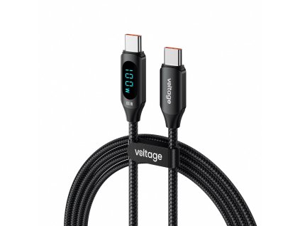 Kabel USB-C / USB-C Voltage PowerDisplay 100W PD 100cm černý