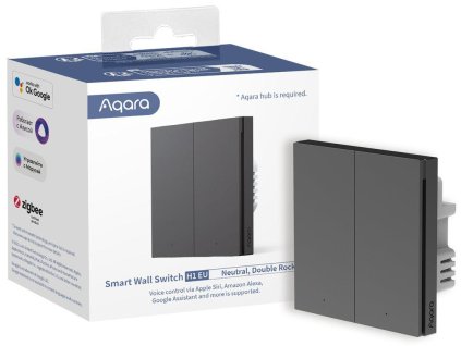 Aqara Smart Wall Switch H1 Grey Dvojitý vypínač s nulovým vodičem WS-EUK04-G