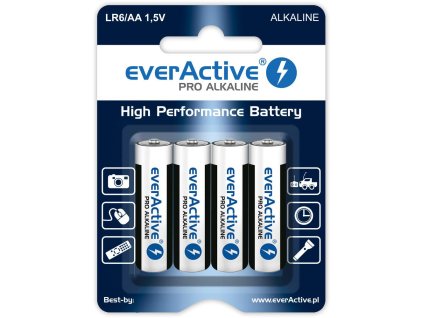 Baterie LR6 (AA) everActive Pro Alcaline (blistr po 4 kusech)