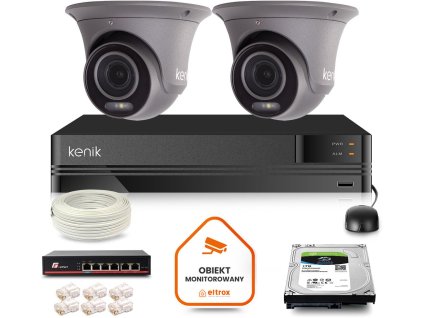 Sada 2 5MPx 60m 1TB dome kamer pro IP dohled Kenik