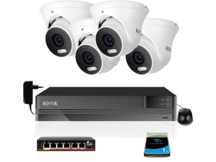 Sledovací sada 4 kamer Kenik 4MPx s duálním osvětlením 1TB disk