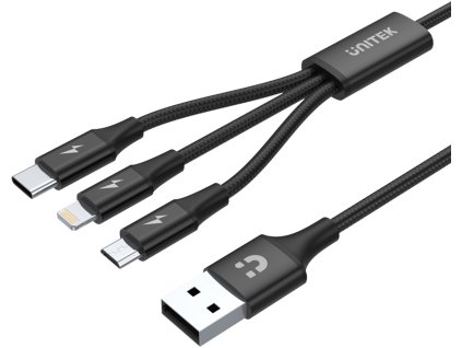 Nabíjecí kabel Unitek USB 3 v 1, černý