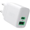 Greencell PowerSource Duo30 30W 1xUSB-C 1xUSB-A PD 3.0 QC 4.0+ síťová nabíječka bílá