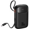 Powerbanka Baseus QPow 2 10000mAh 30W s 2 vestavěnými kabely USB-C - černá