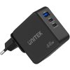 Síťová nabíječka Unitek GaN, PD 65W, cestovní, 3 porty
