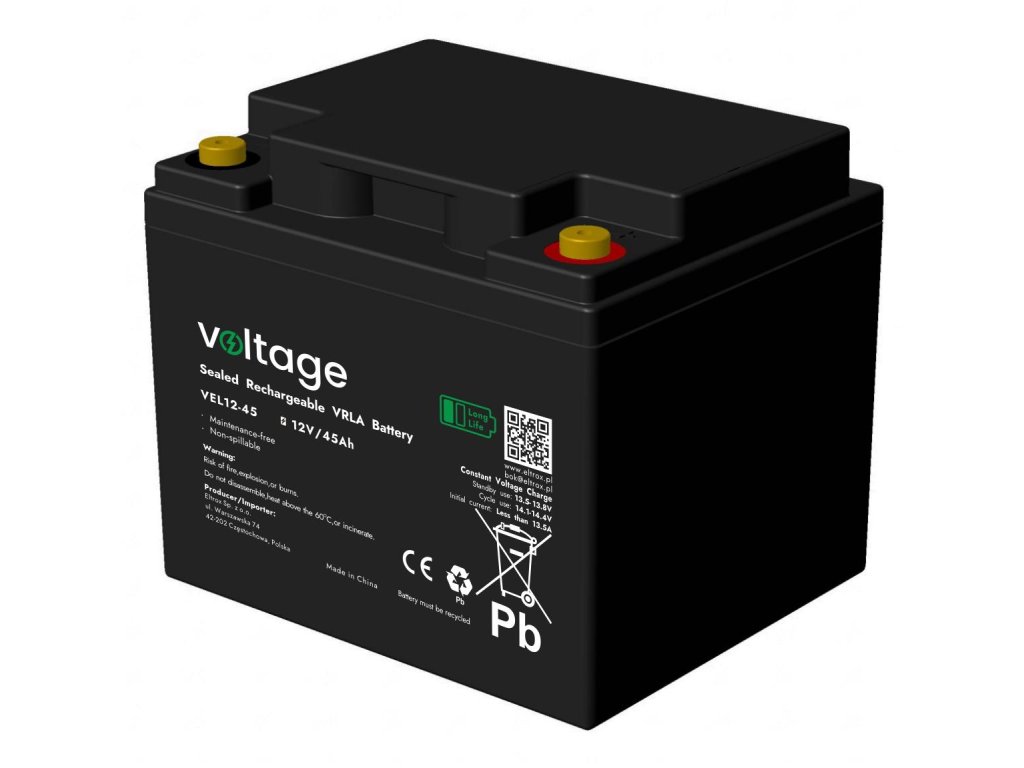 akumulator agm voltage long life 12v 45ah vel1245 ywotno 15 lat ef53da6278399
