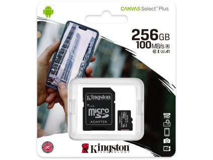 Pamäťová karta Kingston Canvas Select Plus 256GB 100MB microSDXC CL10 + SD adaptér