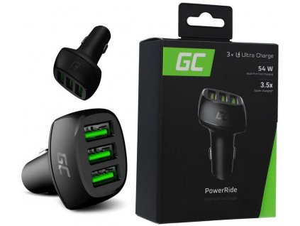 Green Cell POWERRIDE CAR CHARGER 54W 3xUSB 18W ULTRA CHARGE CADGC01