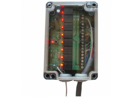 8-kanálový prijímač ELMES v hermetickom puzdre s reléovými výstupmi do 20A/14VDC CH8HRP