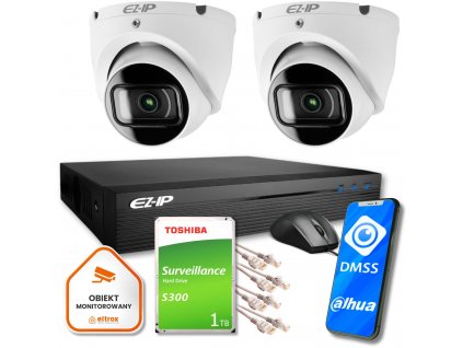 IP monitorovacia súprava Pro 2T EZ-IP by Dahua 2 FullHD kamery 1TB EZI-T120-F2 EZN-104E1-P4