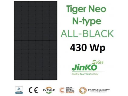 Fotovoltaický panelový modul N-TYPE 430W Jinko JKM430N-54HL4R-B 1762x1134x30mm