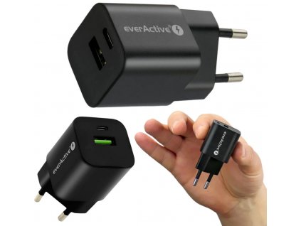 EverActive GaN SC-390QB 30W 1xUSB-C 1xUSB-A PD PPS sieťová nabíjačka