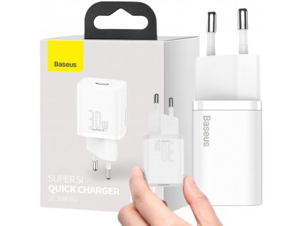 Baseus Super Si Quick Charger 1C CSUP-J02 30W 1x USB-C PD 3.0 QC 3.0 BIELA
