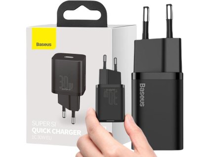 adowarka sieciowa baseus super si quick charger 1c csupj01 30w 1x usbc pd 30 qc 30 czarna 7f76f45927069