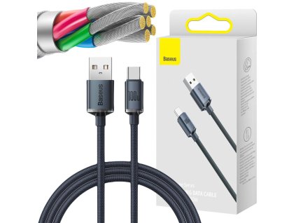 kabel usba usbc baseus crystal cajy000401 120cm 100w 6a qc 30 w oplocie premium ca94c6e6b52aa